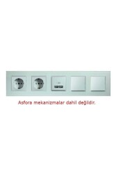 Arvehu Asfir Schneider Asfora Serisine Özel Beşli Beyaz Pleksiglas Anahtar Priz Çerçevesi - 2