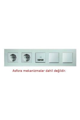 Arvehu Asfir Schneider Asfora Serisine Özel Beşli Beyaz Pleksiglas Anahtar Priz Çerçevesi - 2