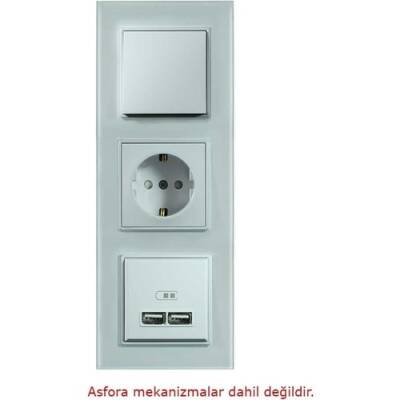 Arvehu Asfir Schneider Asfora Serisine Özel Üçlü Beyaz Dikey Pleksiglas Anahtar Priz Çerçevesi - 2