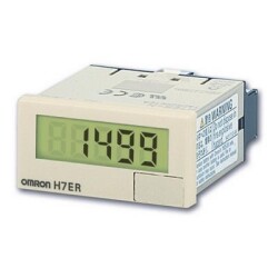 Omron H7ERNVHOMI,Takometre, DIN 48x24 mm, kendinden beslemeli, LCD, 4 haneli, 1-60 ppr, VDC girişli, gri kasa