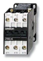 Omron J7KN22D0124D, Güç kontaktörü, motor kontaktör, 3 kutup, 11 kW, 22 A (AC3, 400 VAC), 1 NK yardımcı kontak, 24 VDC