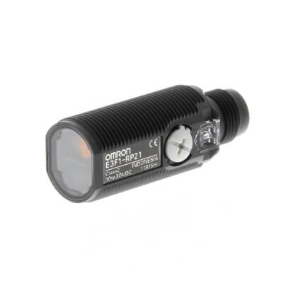 Omron E3F1RP21 OMI PES Fotoelektrik sensor, M18 eksenel, plastik govde, kirmizi LED, reflektorlu, 0.1-3m, PNP, L-ON/D-ON secilebilir, M12 konnektor - 1