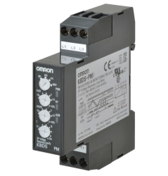 Omron K8DSPM2, 17,5 mm genişliğinde izleme rölesi, aşırı/düşük voltaj, faz sırası ve kaybı, 3 fazlı 3 telli, 380 ila 400 VAC, bir SPDT