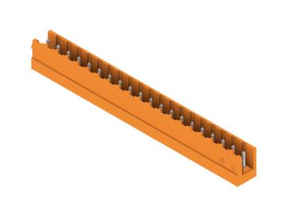 Weidmüller 1271560000, PCB fiş konnektörü, pin sırası, açık taraf, Delikli lehim bağlantısı, 5,08 mm, Kutup sayısı: 20, 180°, Lehim pimi, uzunluk (l): 3,2 mm, kalaylı, Turuncu - 1