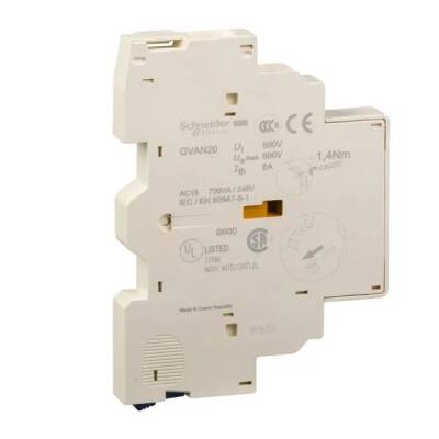 Schneider Electric GVAN20 ,TeSys GV2 ve GV3 - Yardımcı Kontak Bloğu - 2NA - Sol tarafa monte - Vida kelepçesi terminalleri - 1