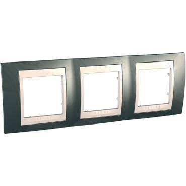 Schneider Electric MGU6.006.524, Unica Plus - Çerçeve - 3lü - Şampanya/Fildişi - 1