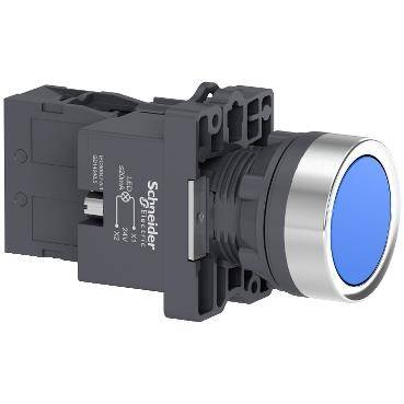 Schneider Electric XA2EW36B1, Mavi ışıklı yaylı buton-  24V AC-DC - 1NA - 1