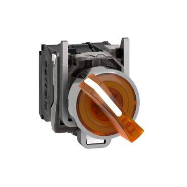 Schneider Electric XB4BK125M5, turuncu eksiksiz ışıklı mandal buton 2 konumlu sabit 1NA-1NK 230V - 1