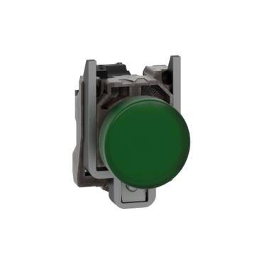 Schneider Electric XB4BVM3, 230...240V entegre LED'li yeşil eksiksiz pilot ışığı 22 düz lens - 1