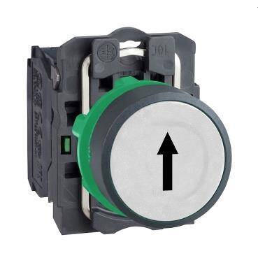 Schneider Electric XB5AA3341, beyaz sıva altı eksiksiz Buton Ø22 yaylı dönüş 1NA "yukarı ok" - 1