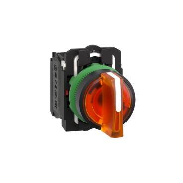 Schneider Electric XB5AK135B5, turuncu eksiksiz ışıklı mandal buton 22 3 konumlu sabit 1NA-1NK 24V - 1