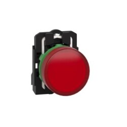 Schneider Electric XB5AVB4, 24V entegre LED'li kırmızı eksiksiz pilot ışığı düz lens