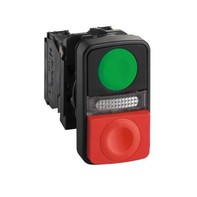 Schneider Electric XB5AW73731, yeşil sıva altı/kırmızı çıkık ışıklı çift başlıklı Buton 22 1NA-1NK 24V - 1