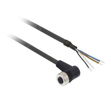 Telemecanique Sensors XZCP1241L5, ön kablolu konnektörler XZ - dirsekli dişi - M12 - 4 pim - kablo PUR 5m - 1