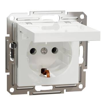Schneider Electric EPH3170121, Asfora Beyaz Kapaklı Topraklı Priz  - 1