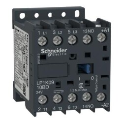 Schneider Electric LP1K0910BD, 9 Amper, 4 kW, Mini Kontaktör, 24 Volt DC, 3 Kutuplu, 1NA