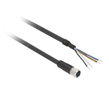 Telemecanique Sensors XZCPV1141L2,  Kablolu Konnektör Düz Dişi M12 4Pim PVC 2m - 1