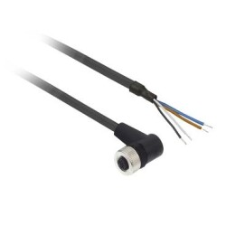 Telemecanique Sensors XZCP1241L2, ön kablolu konnektörler XZ - dirsekli dişi - M12 - 4 pim - kablo PUR 2m