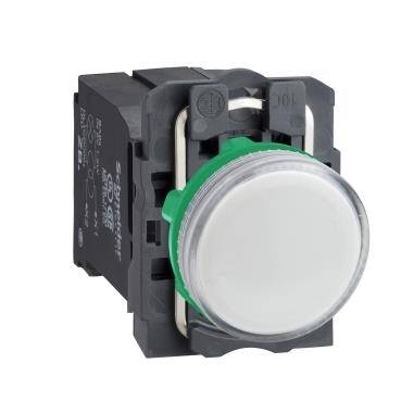 Schneider Electric XB5AV31, 110...120V BA9s ampullü beyaz eksiksiz pilot ışığı 22 düz lens - 1