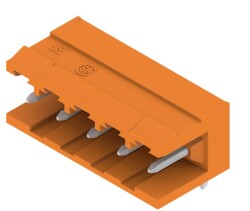 Weidmüller 1238360000, PCB fiş konnektörü, erkek başlık, açık taraf, THT lehim bağlantısı, 5,08 mm, Kutup sayısı: 5, 90°, Lehim pimi uzunluğu (l): 3,2 mm, kalaylı, turuncu