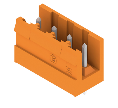 Weidmüller 1239760000, PCB geçmeli konnektör, erkek pin bloğu, açık taraf, THT lehim bağlantısı, 5,08 mm, Kutup sayısı: 4, 180°, Lehim pini uzunluğu (l): 3,2 mm, kalay kaplı, turuncu - 1