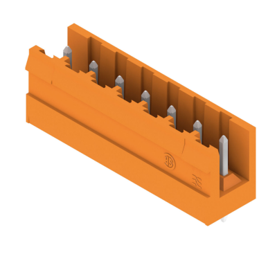 Weidmüller 1240060000, PCB geçmeli konnektör, erkek pin bloğu, açık taraf, THT lehim bağlantısı, 5,08 mm, Kutup sayısı: 7, 180°, Lehim pini uzunluğu (l): 3,2 mm, kalay kaplı, turuncu - 1