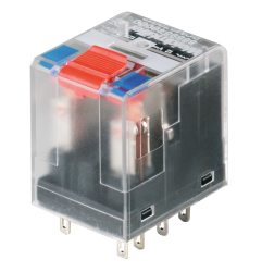 Weidmüller 1549770000, RIDERSERIES RCM, Röle, Kontak sayısı: 4, Test butonlu CO kontak (AgNi), Nominal kontrol gerilimi: 60 V AC, Sürekli akım: 6 A, Geçmeli bağlantı, Test butonu mevcut: Evet
