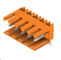 Weidmüller 1597240000, PCB fiş konnektörü, erkek başlık, açık taraf, THT lehim bağlantısı, 3,50 mm, Kutup sayısı: 5, 90°, Lehim pimi uzunluğu (l): 3,2 mm, kalaylı, turuncu