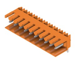 Weidmüller 1597290000, PCB fiş konnektörü, erkek başlık, açık taraf, THT lehim bağlantısı, 3,50 mm, Kutup sayısı: 10, 90°, Lehim pimi uzunluğu (l): 3,2 mm, kalaylı, turuncu