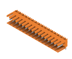 Weidmüller 1597350000, PCB geçmeli konnektör, erkek pin şeridi, açık taraf, THT lehim bağlantısı, 3,50 mm, Kutup sayısı: 16, 90°, Lehim pini uzunluğu (l): 3,2 mm, kalay kaplı, turuncu