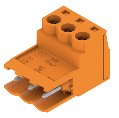 Weidmüller 1627100000, PCB fişli konnektör, erkek fiş, 5,08 mm, Kutup sayısı: 3, 180°, Sıkıştırma boyunduruğu bağlantısı, İletken kesiti (nominal bağlantı), maks.: 3,31 mm² - 1