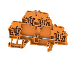 Weidmüller 1694140000, Geçiş klemensi, iki katlı klemens, yaylı bağlantı, 2,5 mm², 500 V, 20 A, turuncu