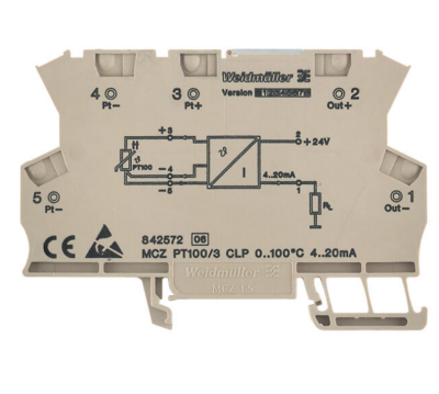 Weidmüller 8604430000, Sıcaklık dönüştürücü, 2/3 telli bağlantı teknolojisi, çıkış akım döngüsü ile beslemeli, yaylı (tension-clamp) bağlantı, çıkış: 4-20 mA - 1