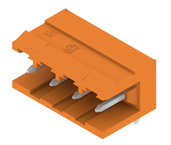 Weidmüller 1238260000, PCB geçmeli konnektör, erkek pin şeridi, açık taraf, THT lehim bağlantısı, 5,08 mm, Kutup sayısı: 4, 90°, Lehim pini uzunluğu (l): 3,2 mm, kalay kaplı, turuncu
